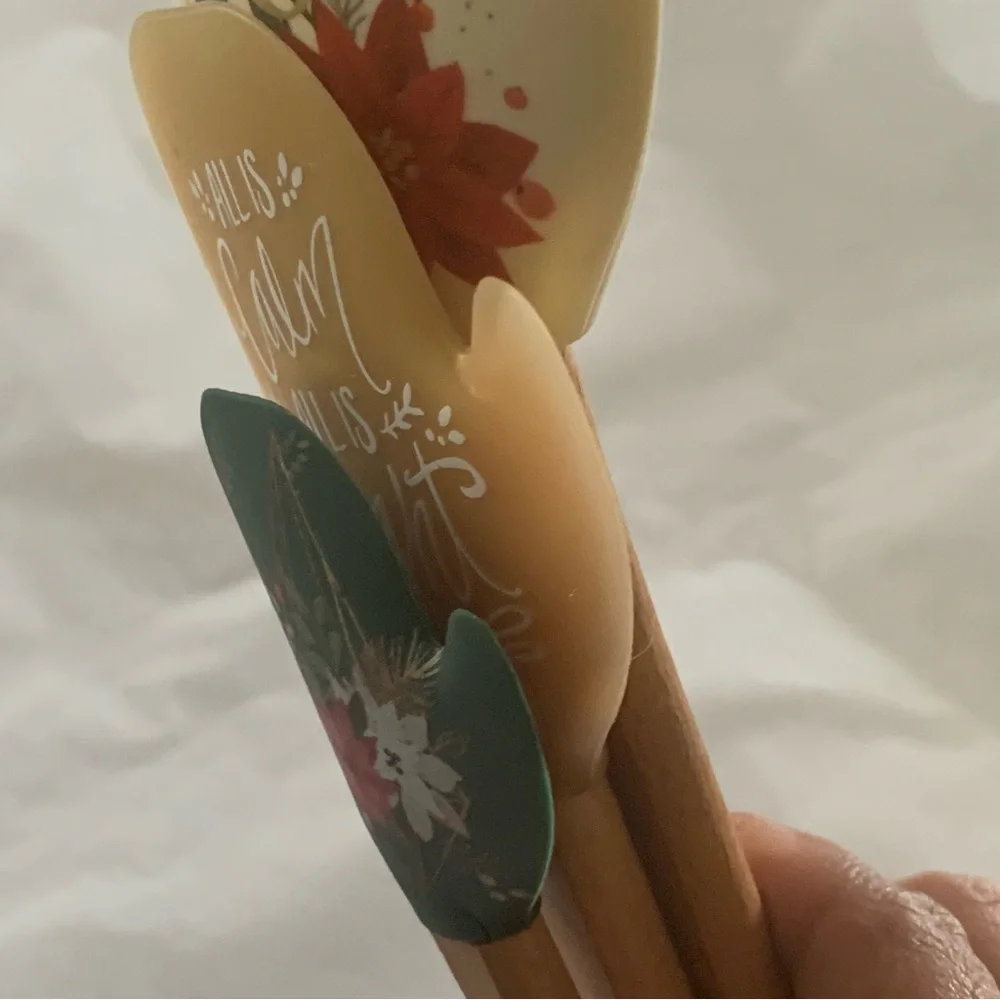 CWC Cook With Color 3 Piece Joy Merry Christmas Poinsettia Silicone Spatula Set